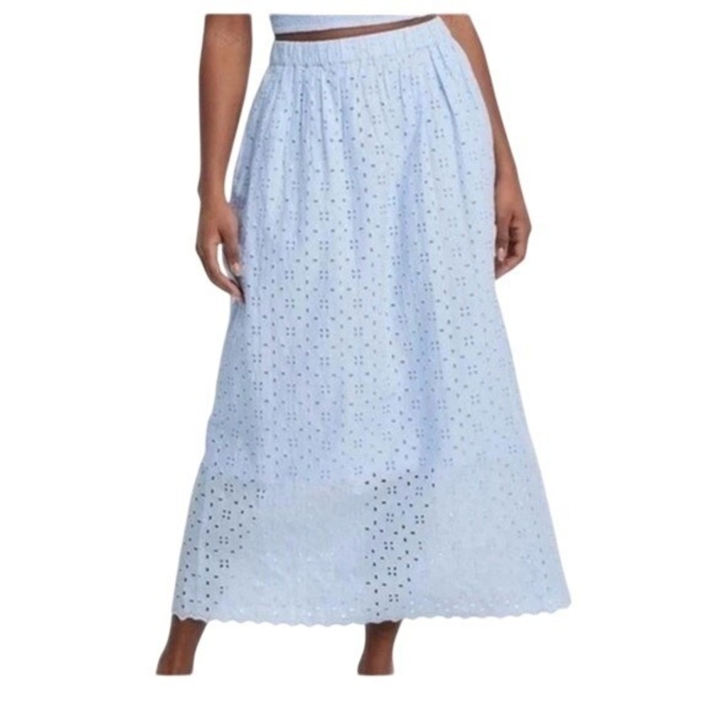 Universal Thread‎ Cute Pastel Boho Baby Blue Women's Peasant Maxi Skirt Size L